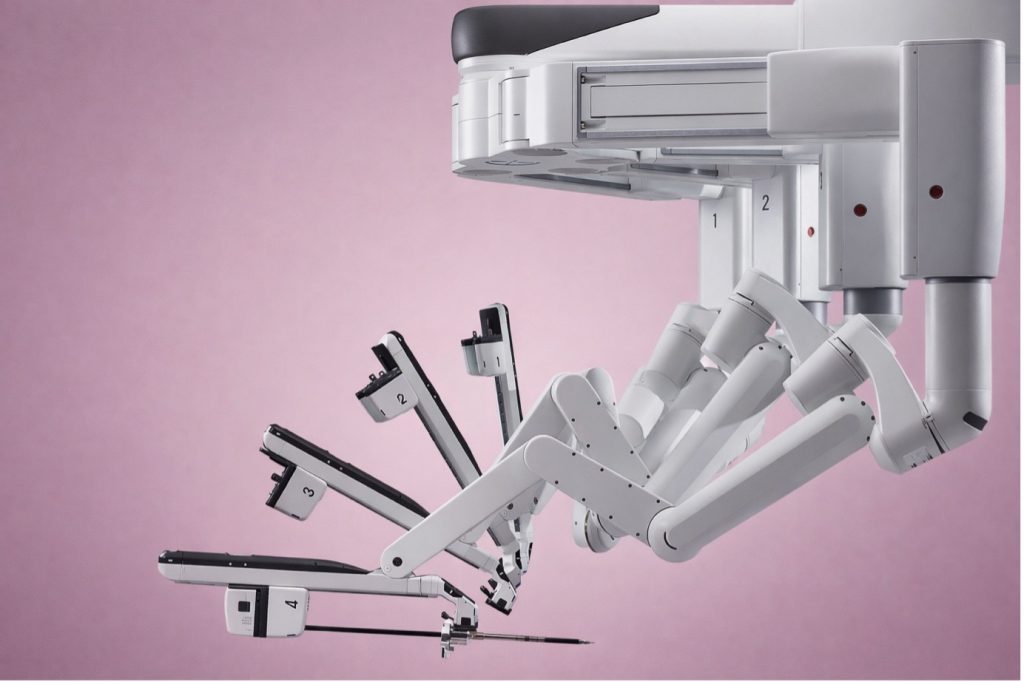 Robotic surgical system with multiple arms.
